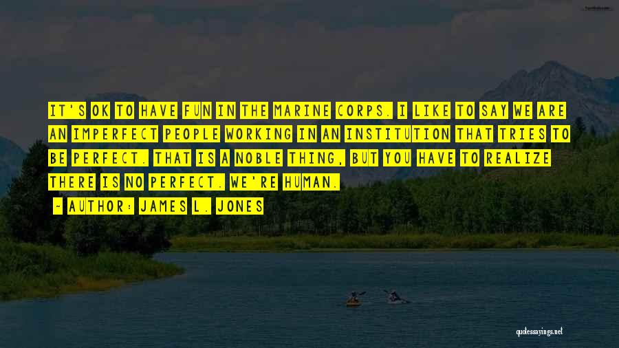 James L. Jones Quotes: It's Ok To Have Fun In The Marine Corps. I Like To Say We Are An Imperfect People Working In