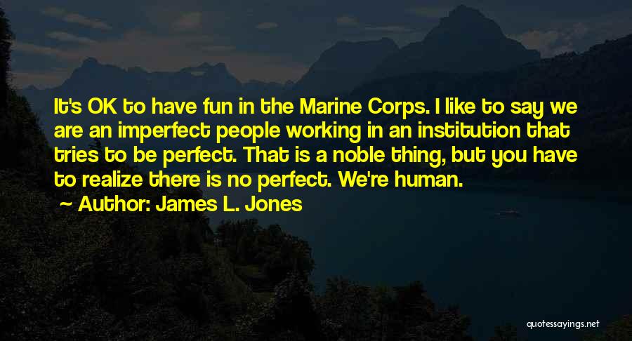 James L. Jones Quotes: It's Ok To Have Fun In The Marine Corps. I Like To Say We Are An Imperfect People Working In