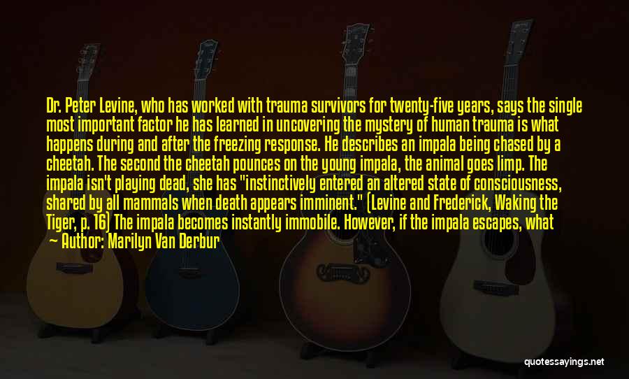 Marilyn Van Derbur Quotes: Dr. Peter Levine, Who Has Worked With Trauma Survivors For Twenty-five Years, Says The Single Most Important Factor He Has