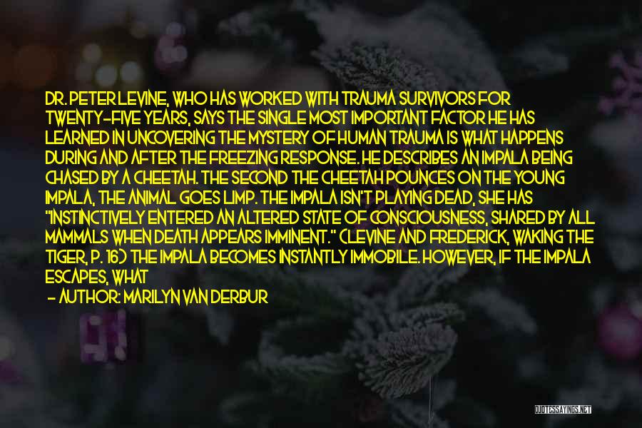 Marilyn Van Derbur Quotes: Dr. Peter Levine, Who Has Worked With Trauma Survivors For Twenty-five Years, Says The Single Most Important Factor He Has