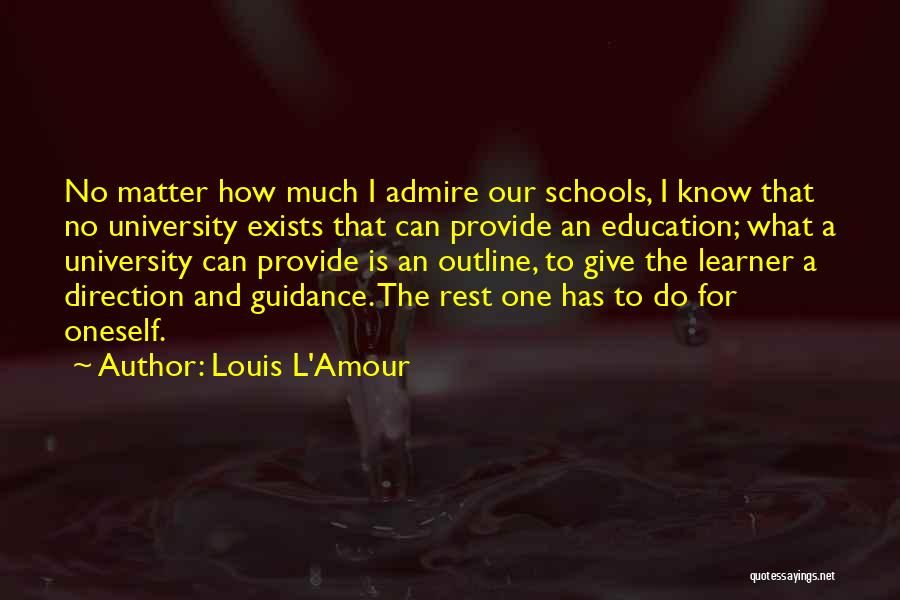 Louis L'Amour Quotes: No Matter How Much I Admire Our Schools, I Know That No University Exists That Can Provide An Education; What