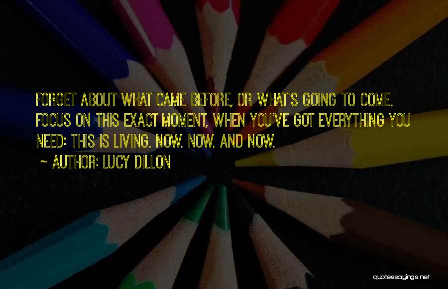 Lucy Dillon Quotes: Forget About What Came Before, Or What's Going To Come. Focus On This Exact Moment, When You've Got Everything You