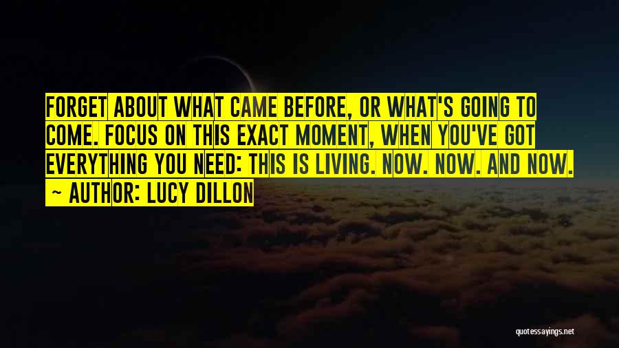 Lucy Dillon Quotes: Forget About What Came Before, Or What's Going To Come. Focus On This Exact Moment, When You've Got Everything You