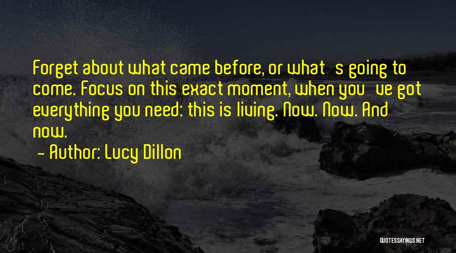 Lucy Dillon Quotes: Forget About What Came Before, Or What's Going To Come. Focus On This Exact Moment, When You've Got Everything You