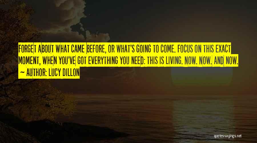 Lucy Dillon Quotes: Forget About What Came Before, Or What's Going To Come. Focus On This Exact Moment, When You've Got Everything You