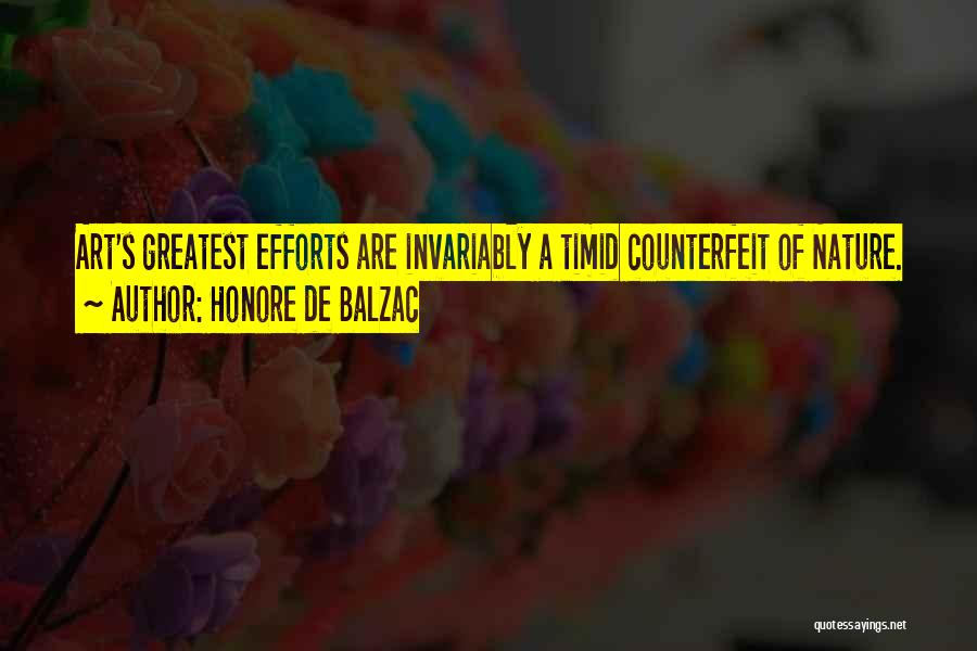 Honore De Balzac Quotes: Art's Greatest Efforts Are Invariably A Timid Counterfeit Of Nature.