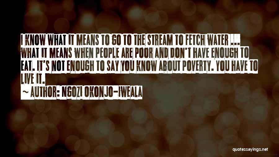 Ngozi Okonjo-Iweala Quotes: I Know What It Means To Go To The Stream To Fetch Water ... What It Means When People Are