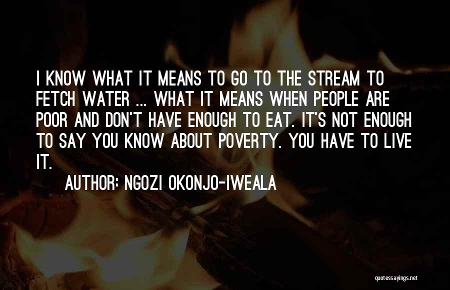 Ngozi Okonjo-Iweala Quotes: I Know What It Means To Go To The Stream To Fetch Water ... What It Means When People Are