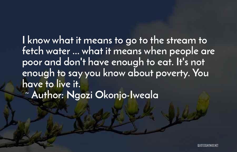 Ngozi Okonjo-Iweala Quotes: I Know What It Means To Go To The Stream To Fetch Water ... What It Means When People Are