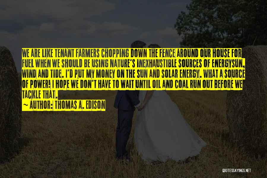 Thomas A. Edison Quotes: We Are Like Tenant Farmers Chopping Down The Fence Around Our House For Fuel When We Should Be Using Nature's