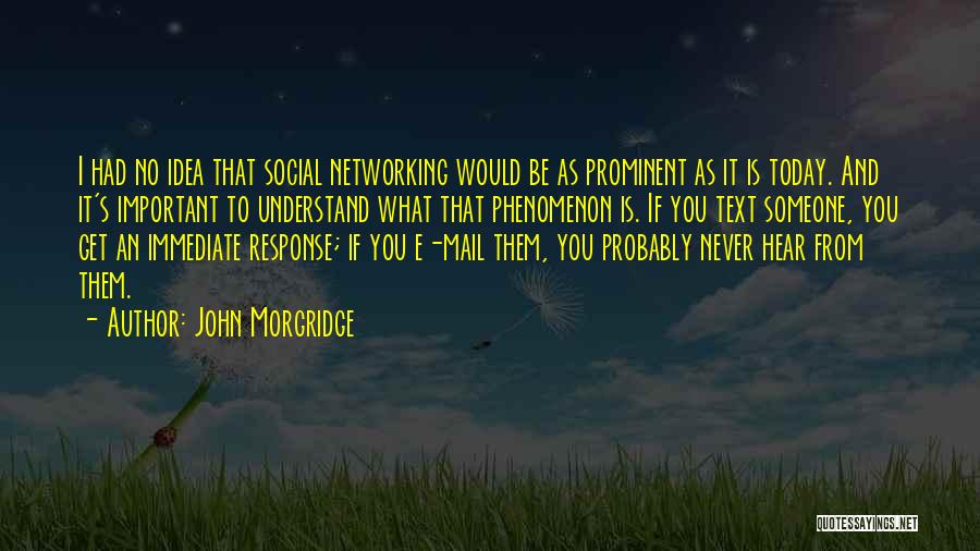 John Morgridge Quotes: I Had No Idea That Social Networking Would Be As Prominent As It Is Today. And It's Important To Understand