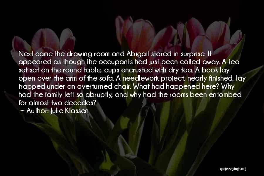 Julie Klassen Quotes: Next Came The Drawing Room And Abigail Stared In Surprise. It Appeared As Though The Occupants Had Just Been Called