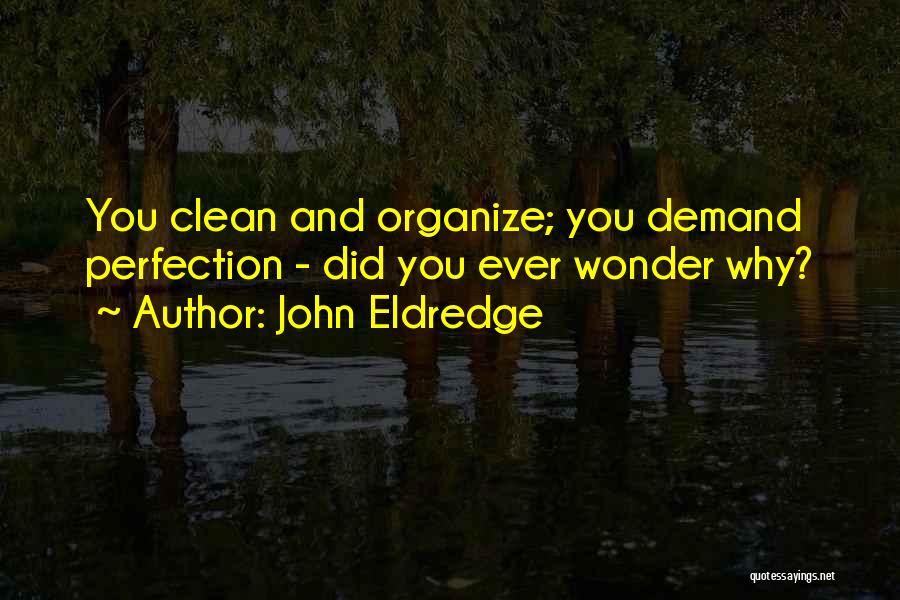 John Eldredge Quotes: You Clean And Organize; You Demand Perfection - Did You Ever Wonder Why?