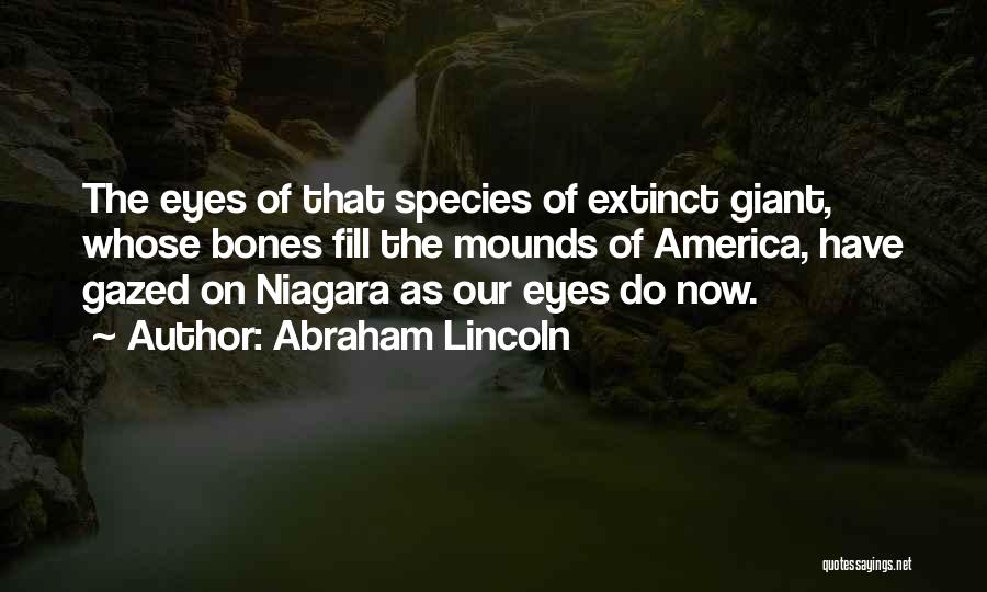 Abraham Lincoln Quotes: The Eyes Of That Species Of Extinct Giant, Whose Bones Fill The Mounds Of America, Have Gazed On Niagara As