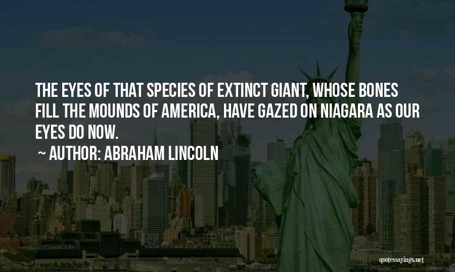 Abraham Lincoln Quotes: The Eyes Of That Species Of Extinct Giant, Whose Bones Fill The Mounds Of America, Have Gazed On Niagara As
