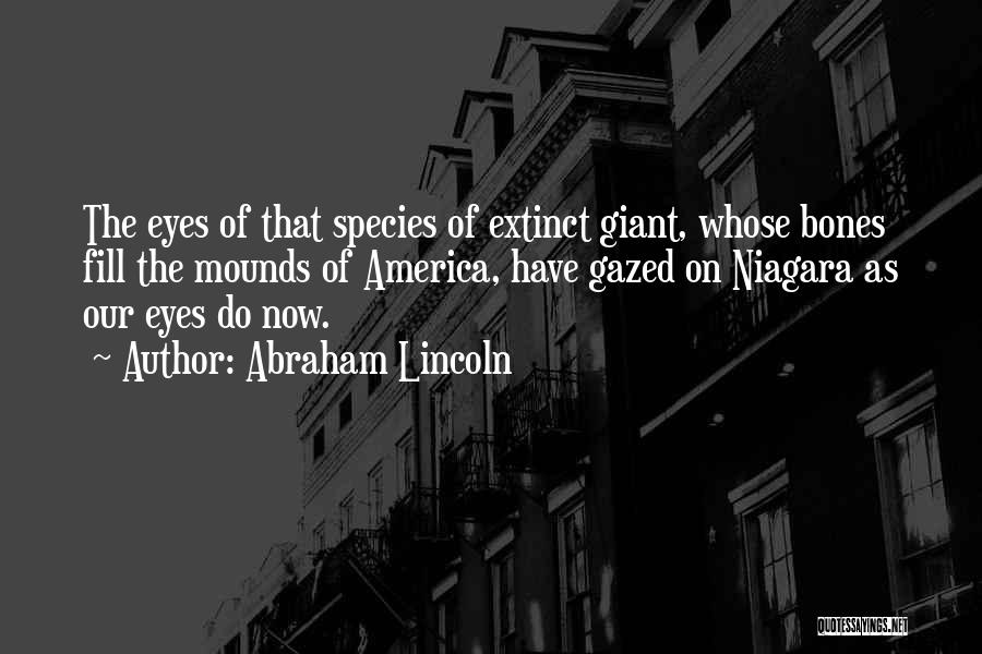 Abraham Lincoln Quotes: The Eyes Of That Species Of Extinct Giant, Whose Bones Fill The Mounds Of America, Have Gazed On Niagara As