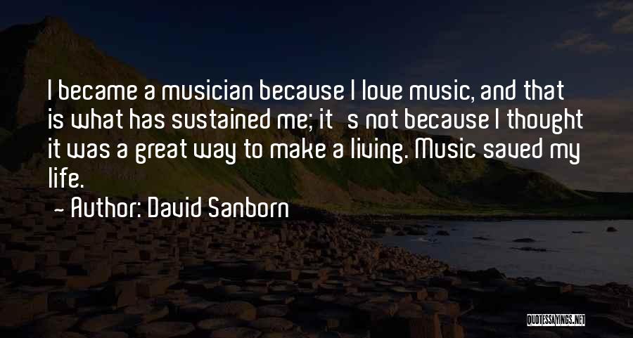 David Sanborn Quotes: I Became A Musician Because I Love Music, And That Is What Has Sustained Me; It's Not Because I Thought