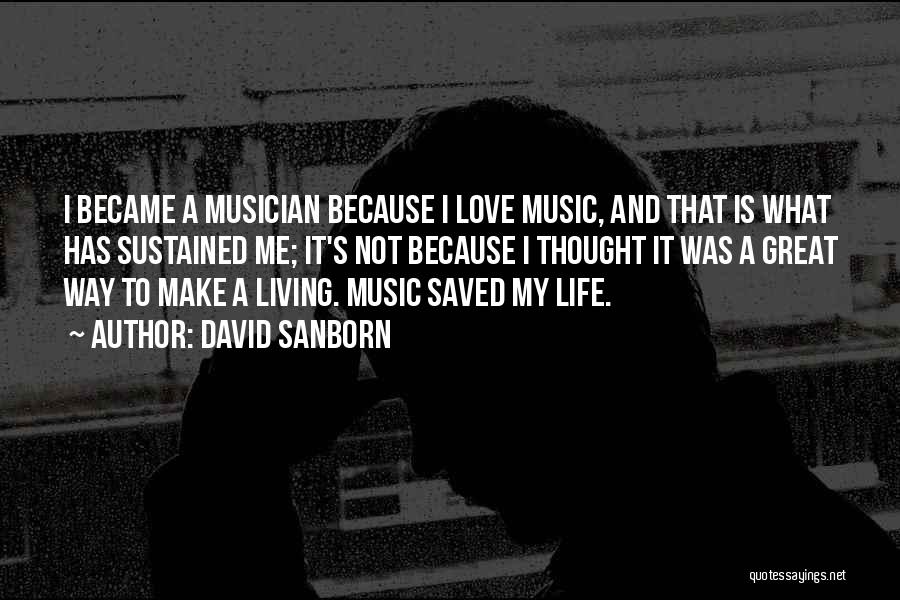 David Sanborn Quotes: I Became A Musician Because I Love Music, And That Is What Has Sustained Me; It's Not Because I Thought
