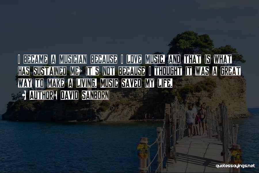 David Sanborn Quotes: I Became A Musician Because I Love Music, And That Is What Has Sustained Me; It's Not Because I Thought