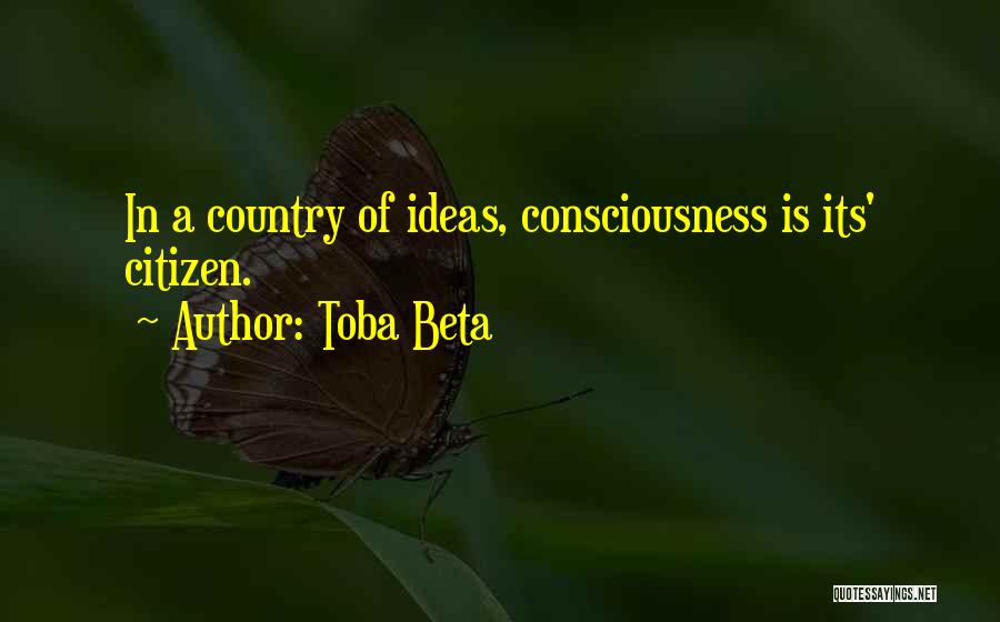 Toba Beta Quotes: In A Country Of Ideas, Consciousness Is Its' Citizen.