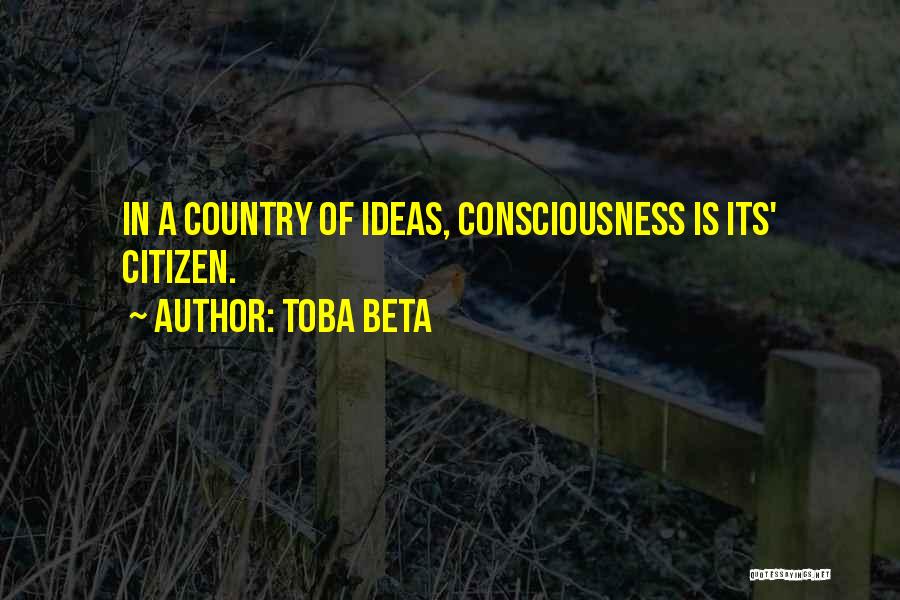 Toba Beta Quotes: In A Country Of Ideas, Consciousness Is Its' Citizen.