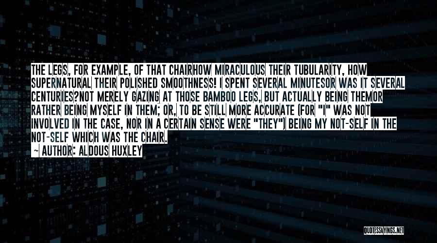 Aldous Huxley Quotes: The Legs, For Example, Of That Chairhow Miraculous Their Tubularity, How Supernatural Their Polished Smoothness! I Spent Several Minutesor Was