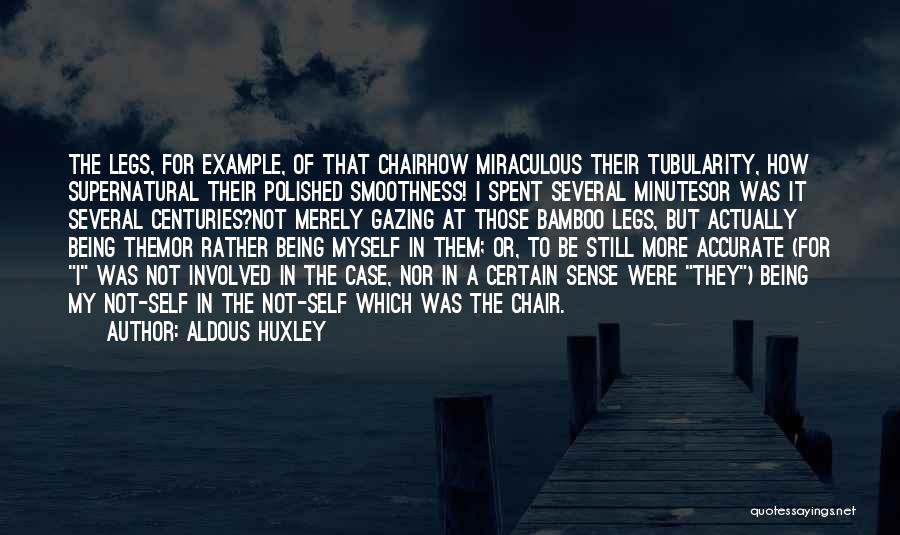 Aldous Huxley Quotes: The Legs, For Example, Of That Chairhow Miraculous Their Tubularity, How Supernatural Their Polished Smoothness! I Spent Several Minutesor Was