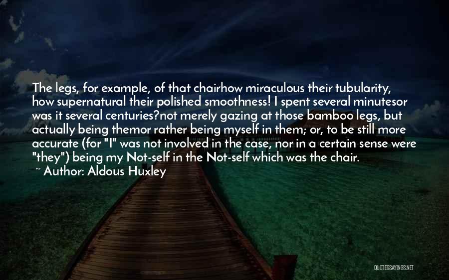 Aldous Huxley Quotes: The Legs, For Example, Of That Chairhow Miraculous Their Tubularity, How Supernatural Their Polished Smoothness! I Spent Several Minutesor Was