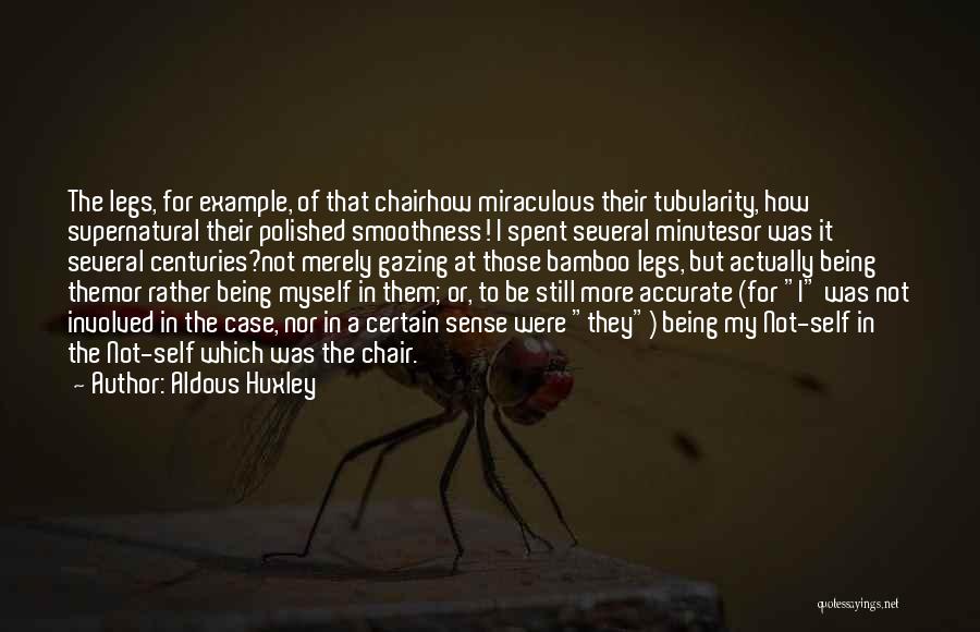 Aldous Huxley Quotes: The Legs, For Example, Of That Chairhow Miraculous Their Tubularity, How Supernatural Their Polished Smoothness! I Spent Several Minutesor Was