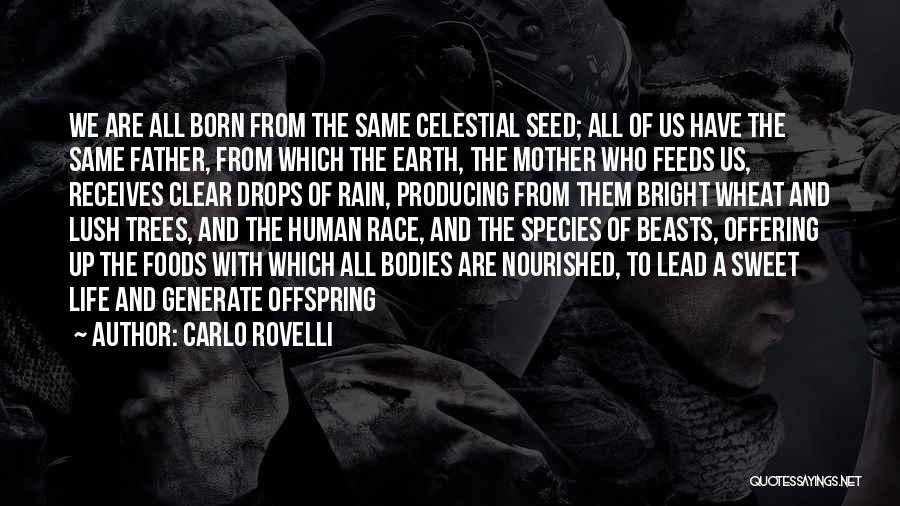 Carlo Rovelli Quotes: We Are All Born From The Same Celestial Seed; All Of Us Have The Same Father, From Which The Earth,