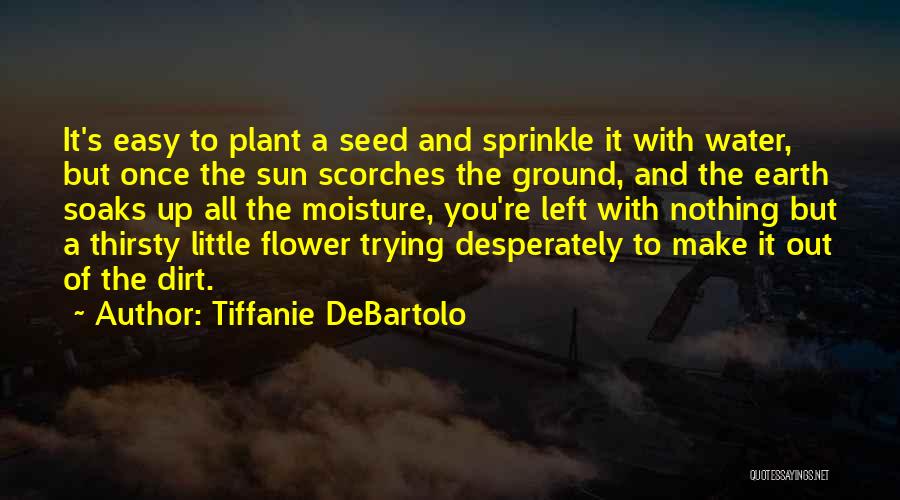 Tiffanie DeBartolo Quotes: It's Easy To Plant A Seed And Sprinkle It With Water, But Once The Sun Scorches The Ground, And The