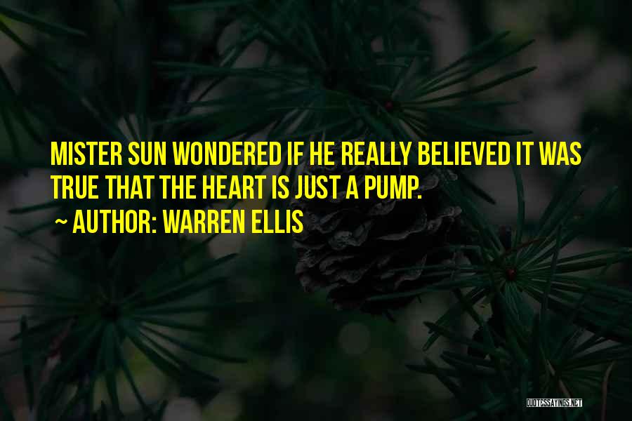 Warren Ellis Quotes: Mister Sun Wondered If He Really Believed It Was True That The Heart Is Just A Pump.