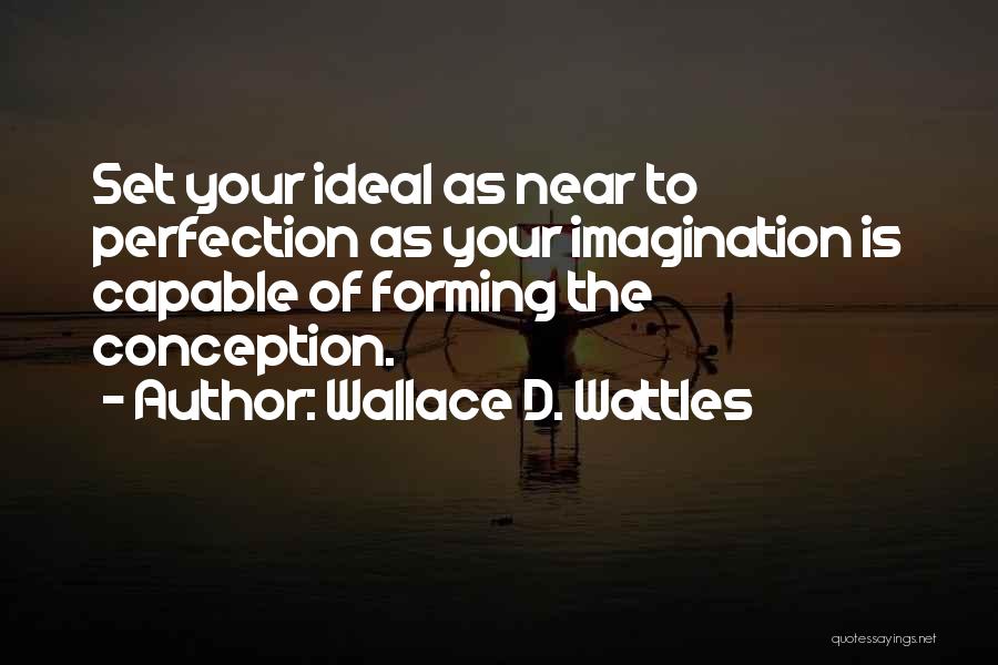 Wallace D. Wattles Quotes: Set Your Ideal As Near To Perfection As Your Imagination Is Capable Of Forming The Conception.