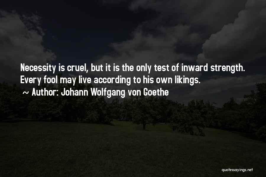 Johann Wolfgang Von Goethe Quotes: Necessity Is Cruel, But It Is The Only Test Of Inward Strength. Every Fool May Live According To His Own