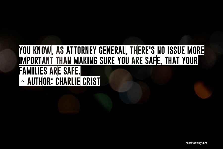 Charlie Crist Quotes: You Know, As Attorney General, There's No Issue More Important Than Making Sure You Are Safe, That Your Families Are