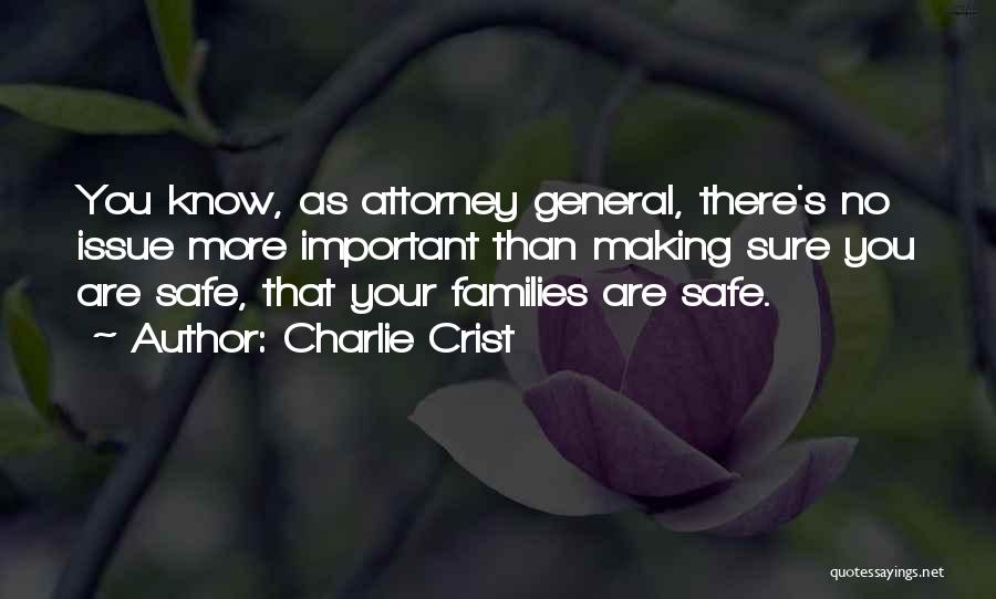 Charlie Crist Quotes: You Know, As Attorney General, There's No Issue More Important Than Making Sure You Are Safe, That Your Families Are