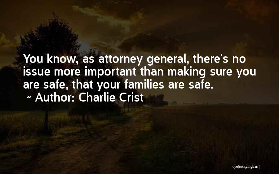 Charlie Crist Quotes: You Know, As Attorney General, There's No Issue More Important Than Making Sure You Are Safe, That Your Families Are