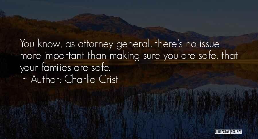 Charlie Crist Quotes: You Know, As Attorney General, There's No Issue More Important Than Making Sure You Are Safe, That Your Families Are