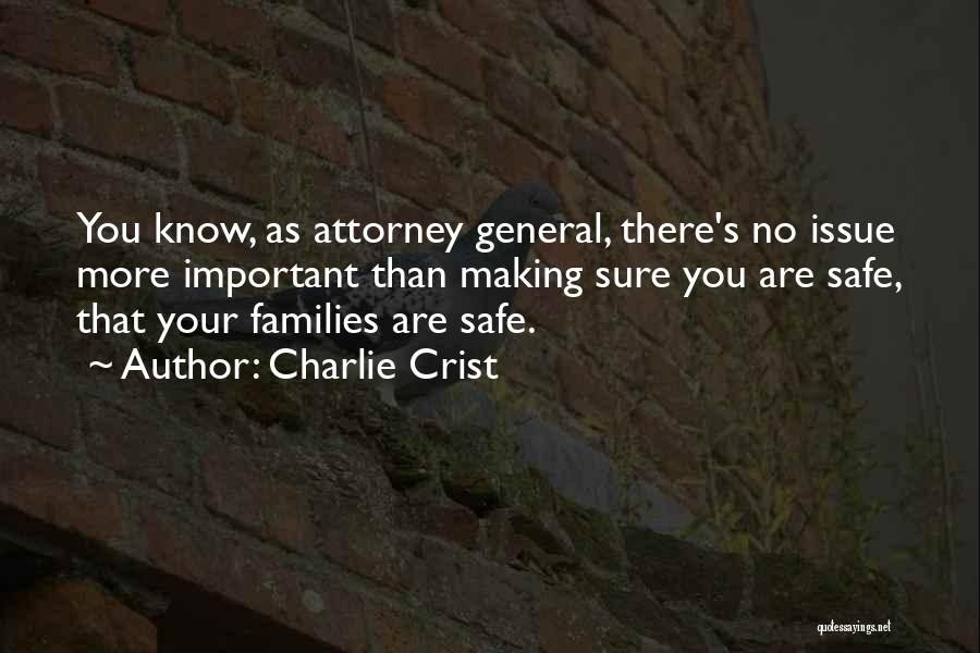 Charlie Crist Quotes: You Know, As Attorney General, There's No Issue More Important Than Making Sure You Are Safe, That Your Families Are