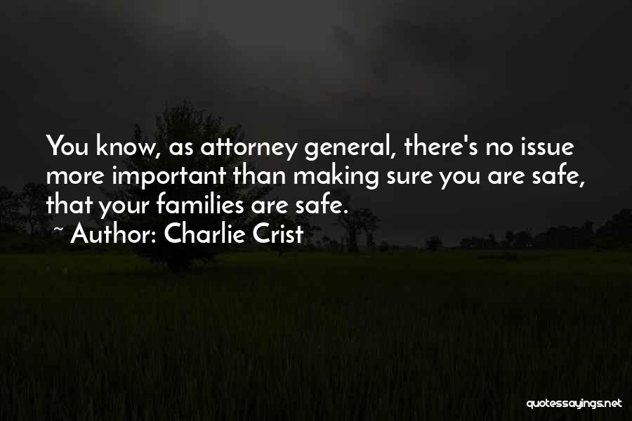 Charlie Crist Quotes: You Know, As Attorney General, There's No Issue More Important Than Making Sure You Are Safe, That Your Families Are