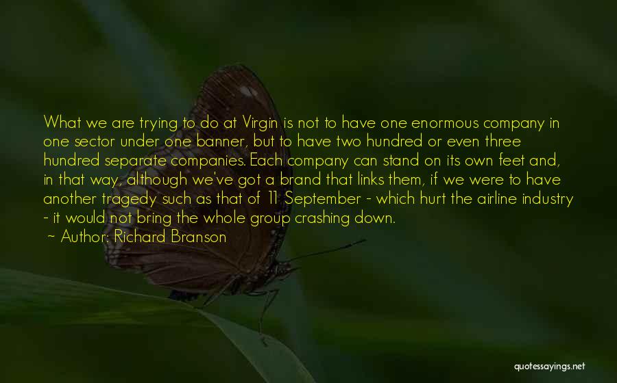 Richard Branson Quotes: What We Are Trying To Do At Virgin Is Not To Have One Enormous Company In One Sector Under One