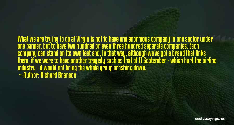 Richard Branson Quotes: What We Are Trying To Do At Virgin Is Not To Have One Enormous Company In One Sector Under One