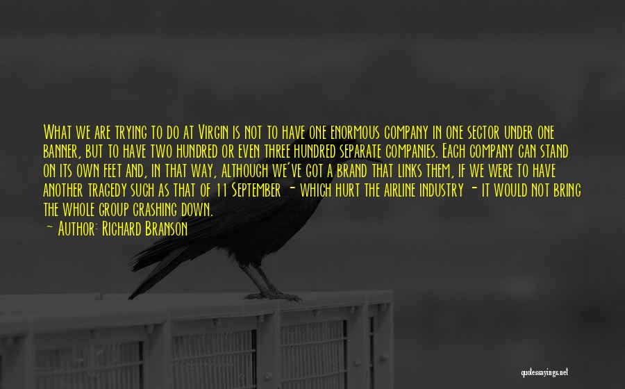 Richard Branson Quotes: What We Are Trying To Do At Virgin Is Not To Have One Enormous Company In One Sector Under One