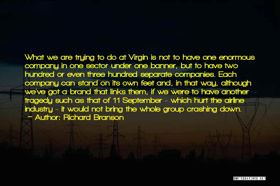 Richard Branson Quotes: What We Are Trying To Do At Virgin Is Not To Have One Enormous Company In One Sector Under One