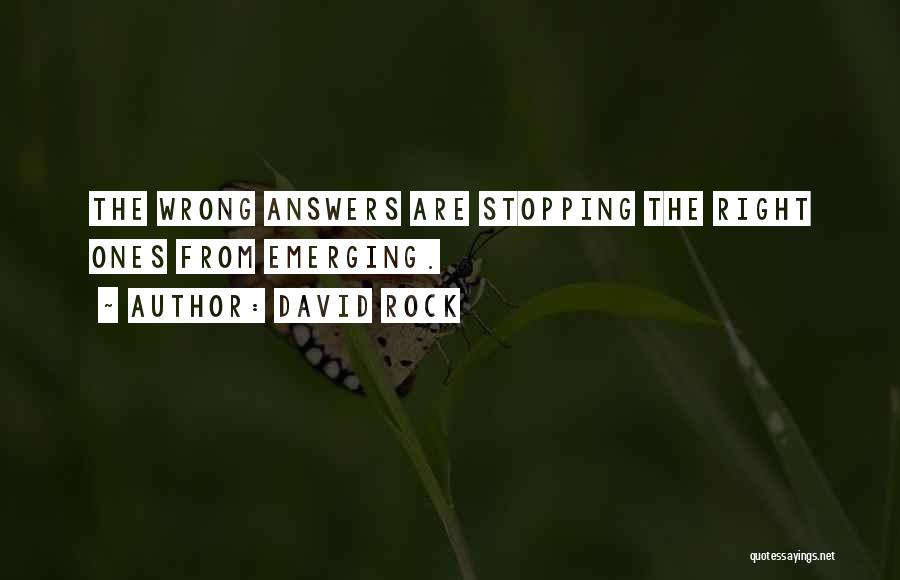 David Rock Quotes: The Wrong Answers Are Stopping The Right Ones From Emerging.