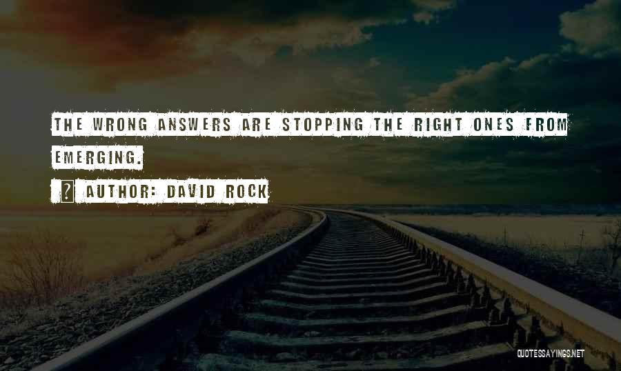 David Rock Quotes: The Wrong Answers Are Stopping The Right Ones From Emerging.