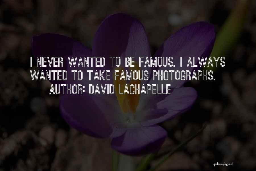 David LaChapelle Quotes: I Never Wanted To Be Famous. I Always Wanted To Take Famous Photographs.
