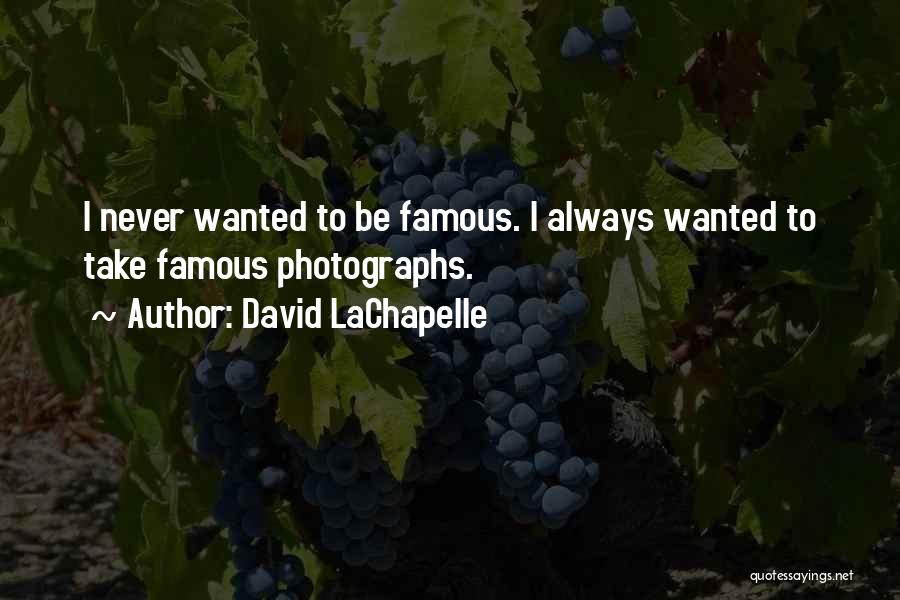 David LaChapelle Quotes: I Never Wanted To Be Famous. I Always Wanted To Take Famous Photographs.