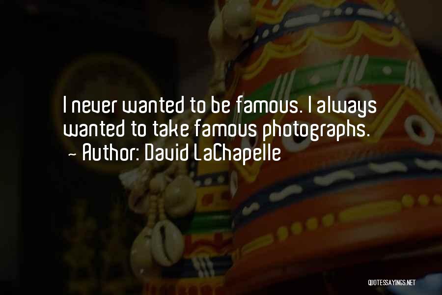 David LaChapelle Quotes: I Never Wanted To Be Famous. I Always Wanted To Take Famous Photographs.