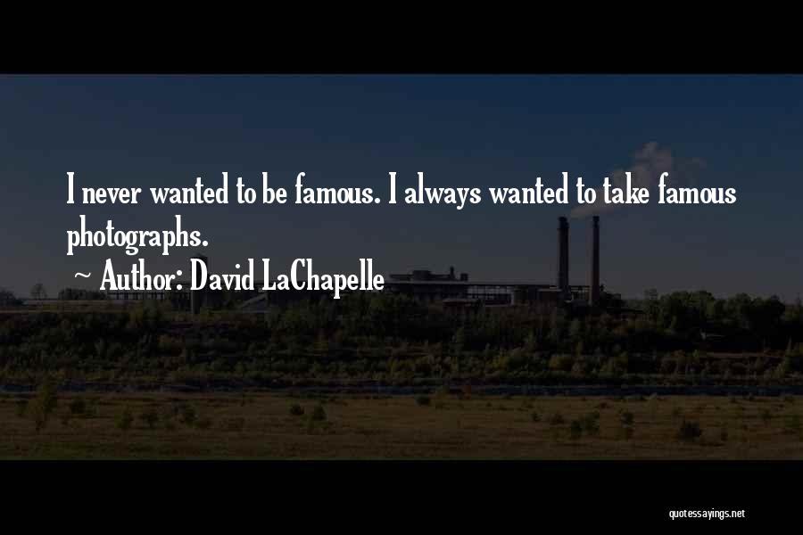 David LaChapelle Quotes: I Never Wanted To Be Famous. I Always Wanted To Take Famous Photographs.